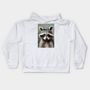 Raccoon Portrait Oil Painting Art Kids Hoodie